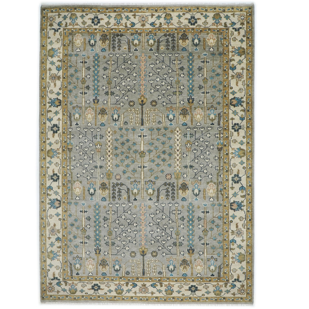 10x14 Taupe, Gray, Beige Color Hand Knotted Oushak Wool Transitional Oriental Rug