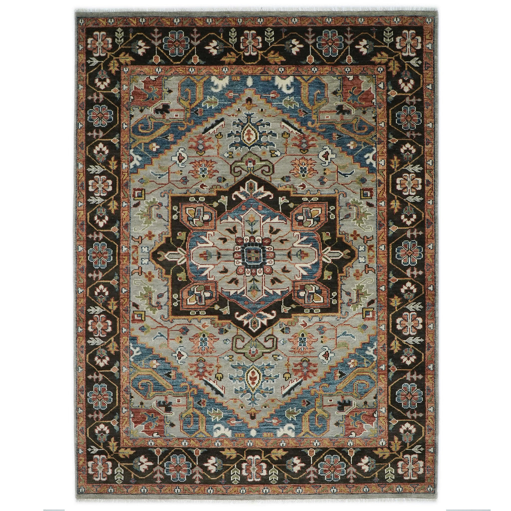 10x14 Gray, Green, Rust Color Hand Knotted Oushak Wool  Oriental Rug