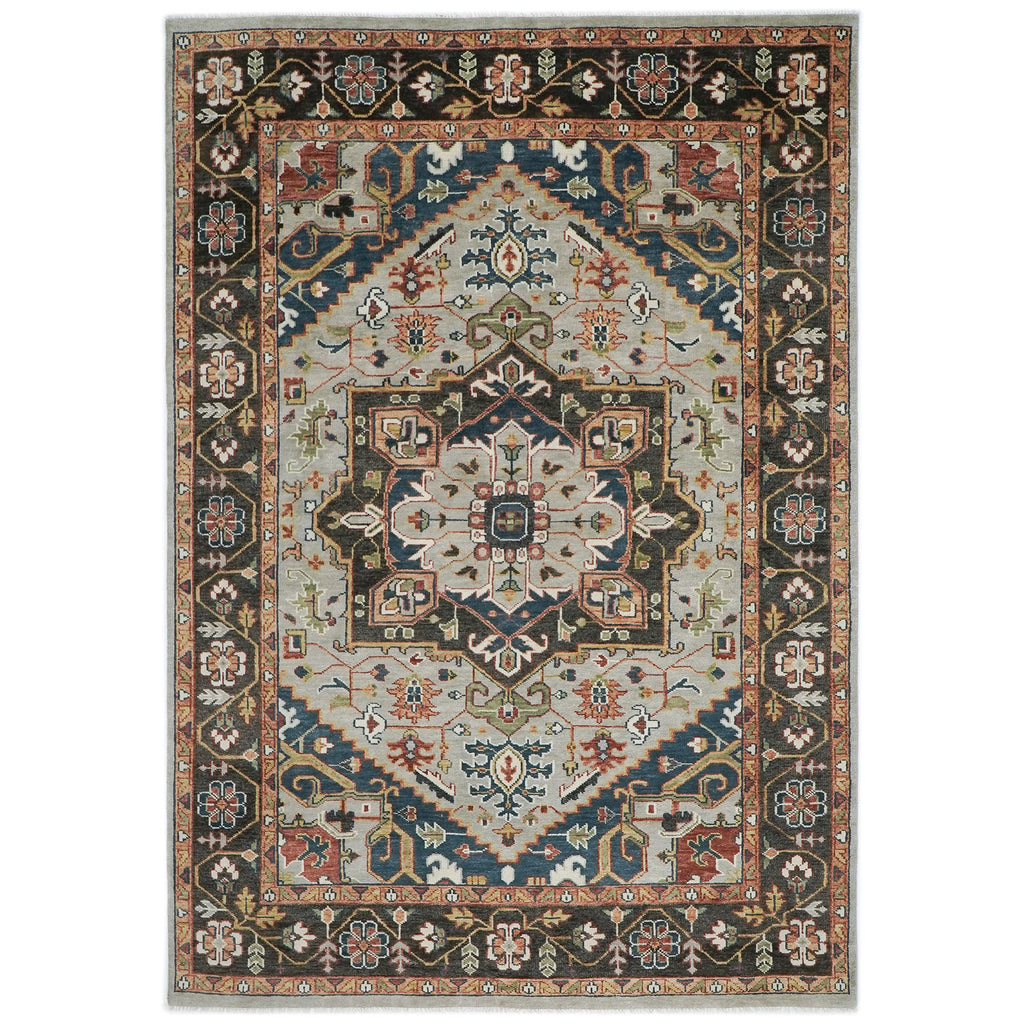 10x14 Gray, Green, Ivory Color Hand Knotted Oushak Wool  Oriental Rug