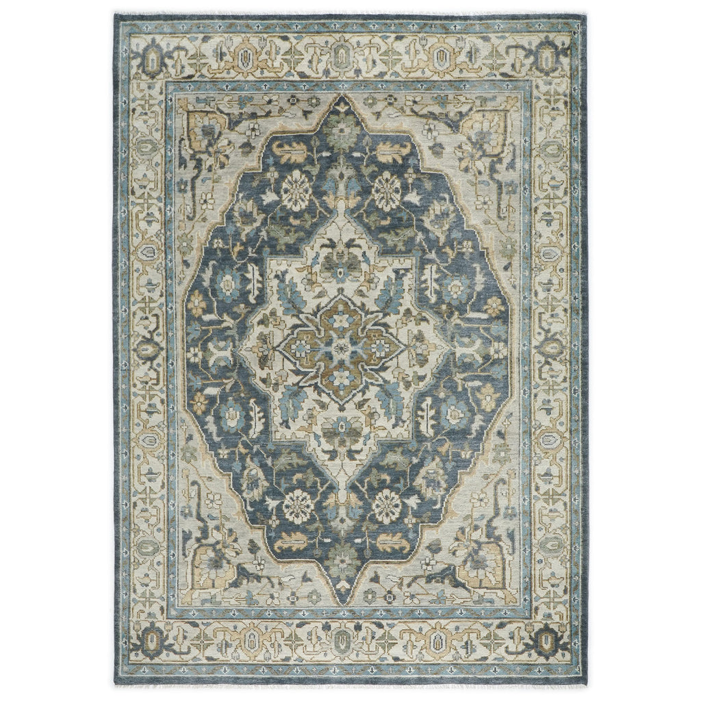 10x14 Slate, Blue, Beige Color Hand Knotted Oushak Wool  Oriental Rug