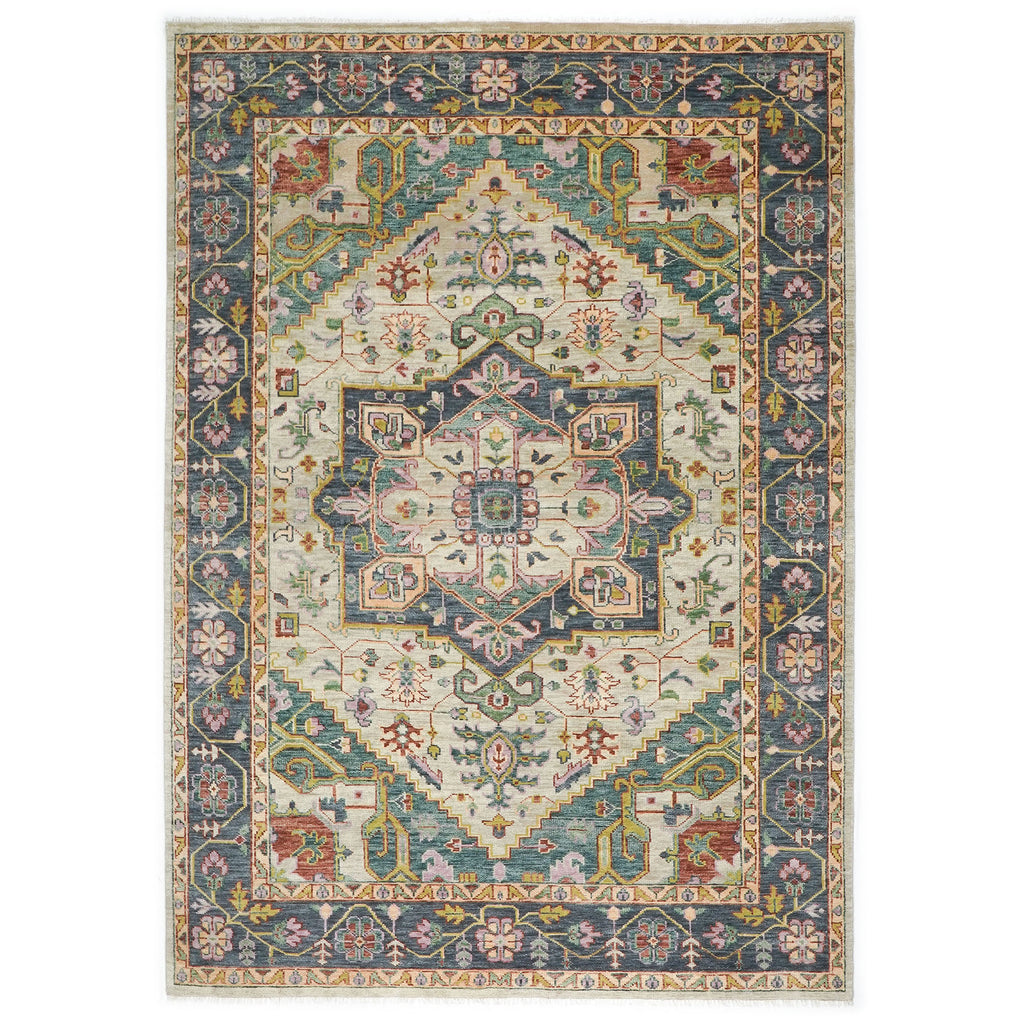 10x14 Beige, Mint, Slate Color Hand Knotted Oushak Wool  Oriental Rug