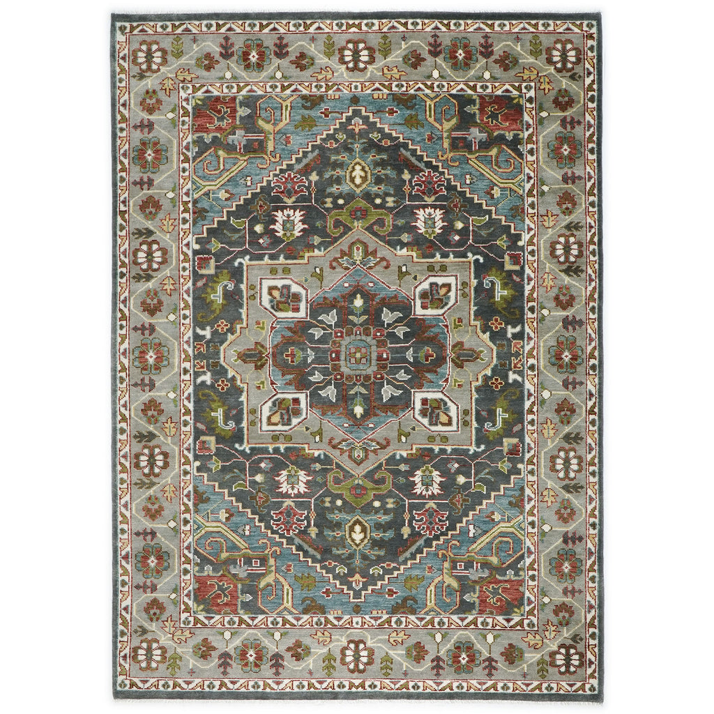 10x14 Gray, Slate, Aqua Color Hand Knotted Oushak Wool  Oriental Rug