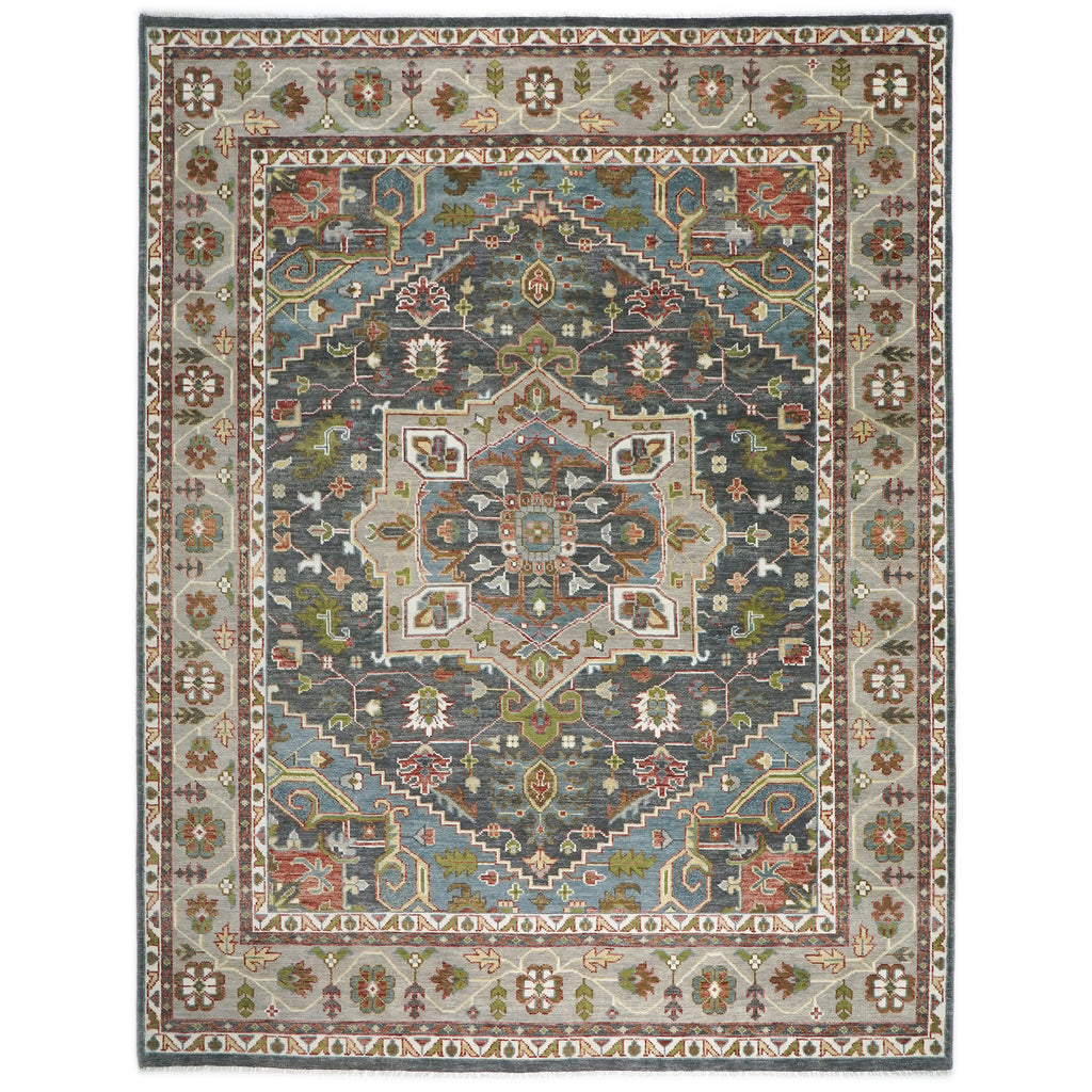 12x15 Slate, Gray, Ivory Color Hand Knotted Oushak Wool  Oriental Rug