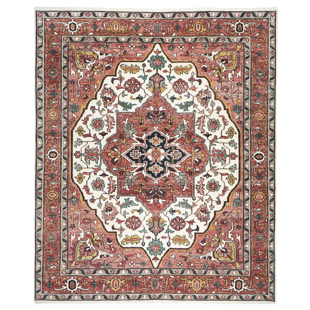 12x15 Rose, Ivory, Brown Color Hand Knotted Oushak Wool  Oriental Rug