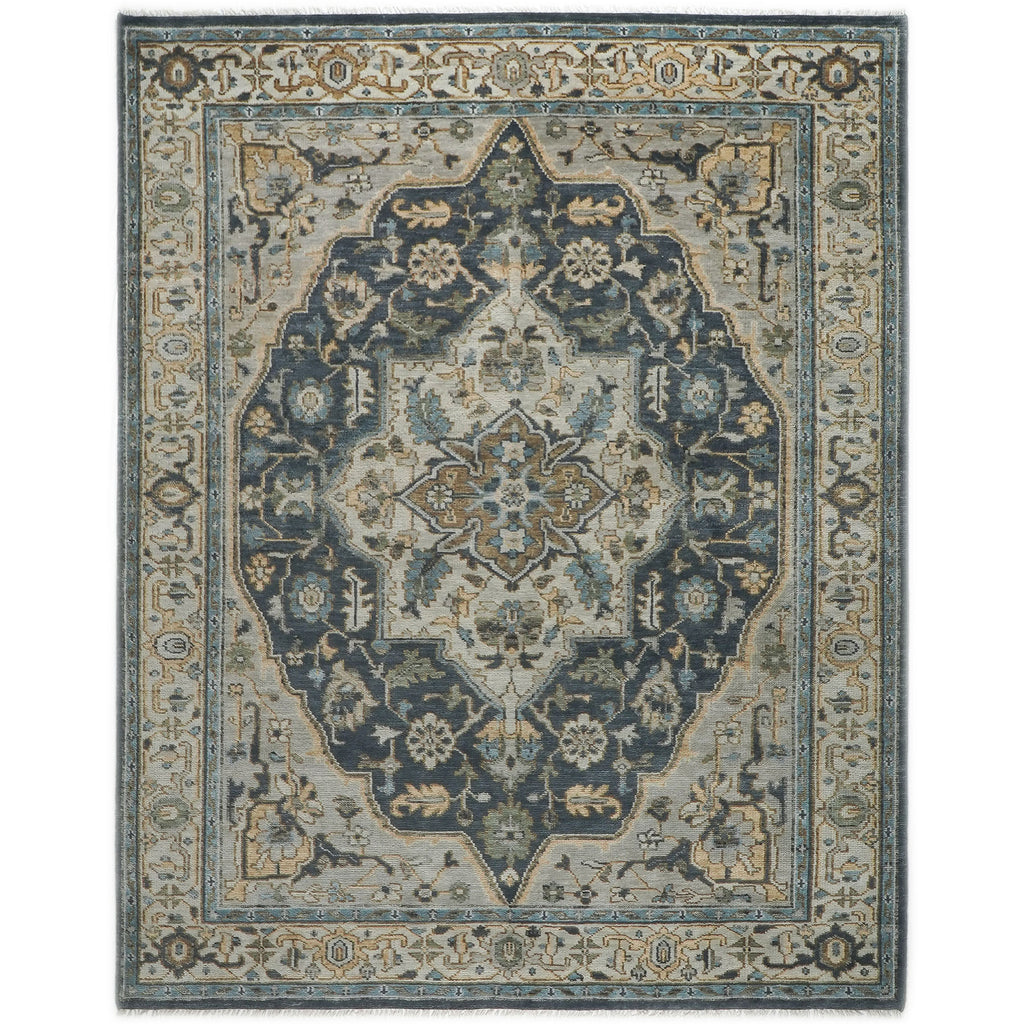 9x12 Blue, Gray, Slate Color Hand Knotted Oushak Wool  Oriental Rug