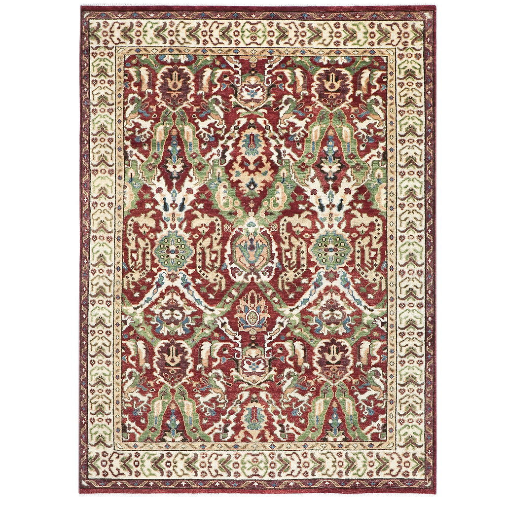 9x12 Rust, Lime, Ivory Color Hand Knotted Oushak Wool Arts and Crafts Oriental Rug