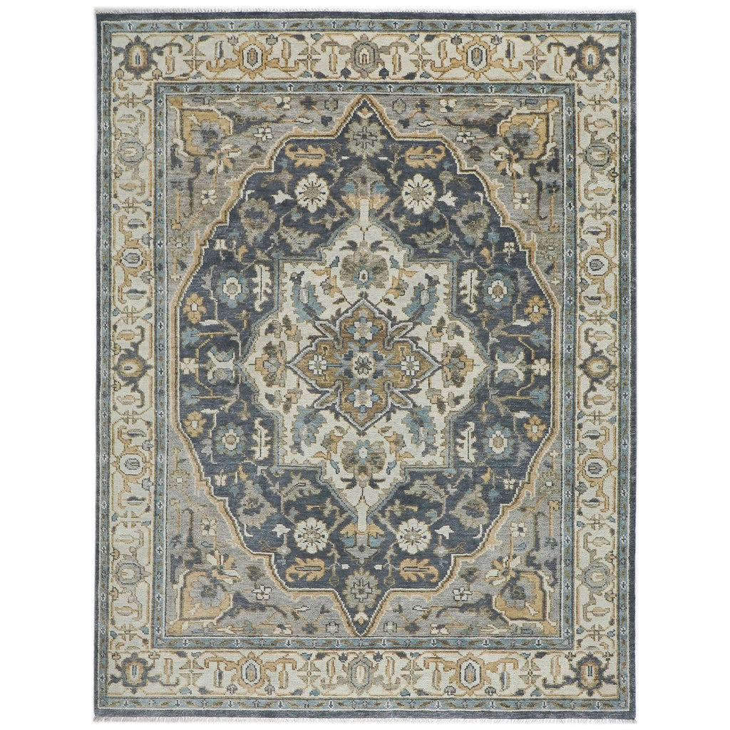 9x12 Blue, Gray, Beige Color Hand Knotted Oushak Wool  Oriental Rug