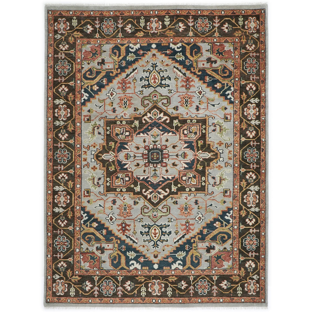 9x12 Slate, Brown, Green Color Hand Knotted Oushak Wool  Oriental Rug