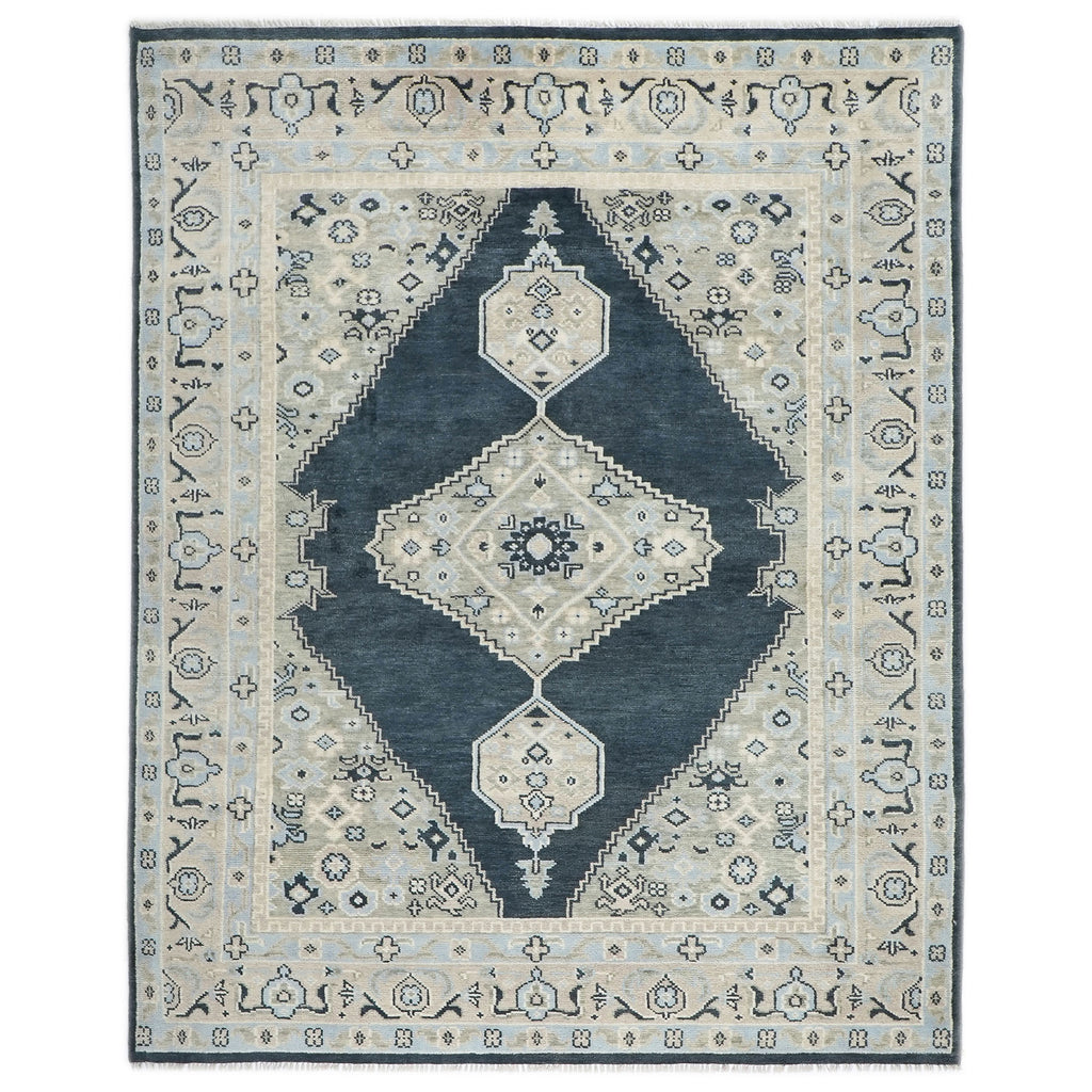 9x12 Gray, Blue, Taupe Color Hand Knotted Oushak Wool  Oriental Rug