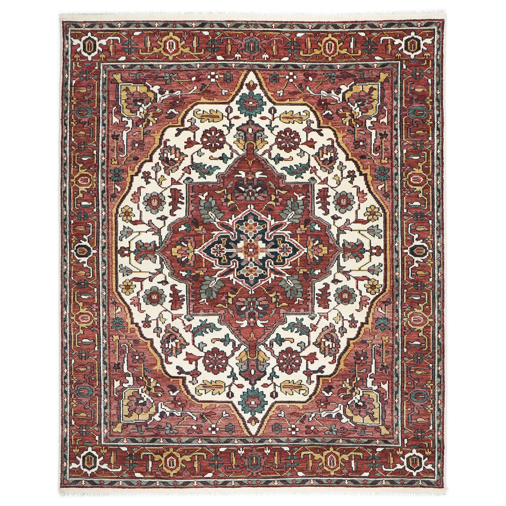 9x12 Ivory, Rust, Rose Color Hand Knotted Oushak Wool  Oriental Rug