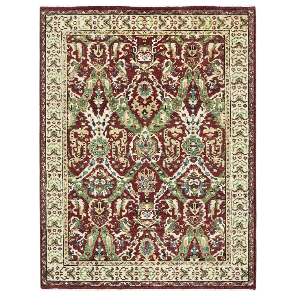 9x12 Rust, Lime, Ivory Color Hand Knotted Oushak Wool Transitional Oriental Rug