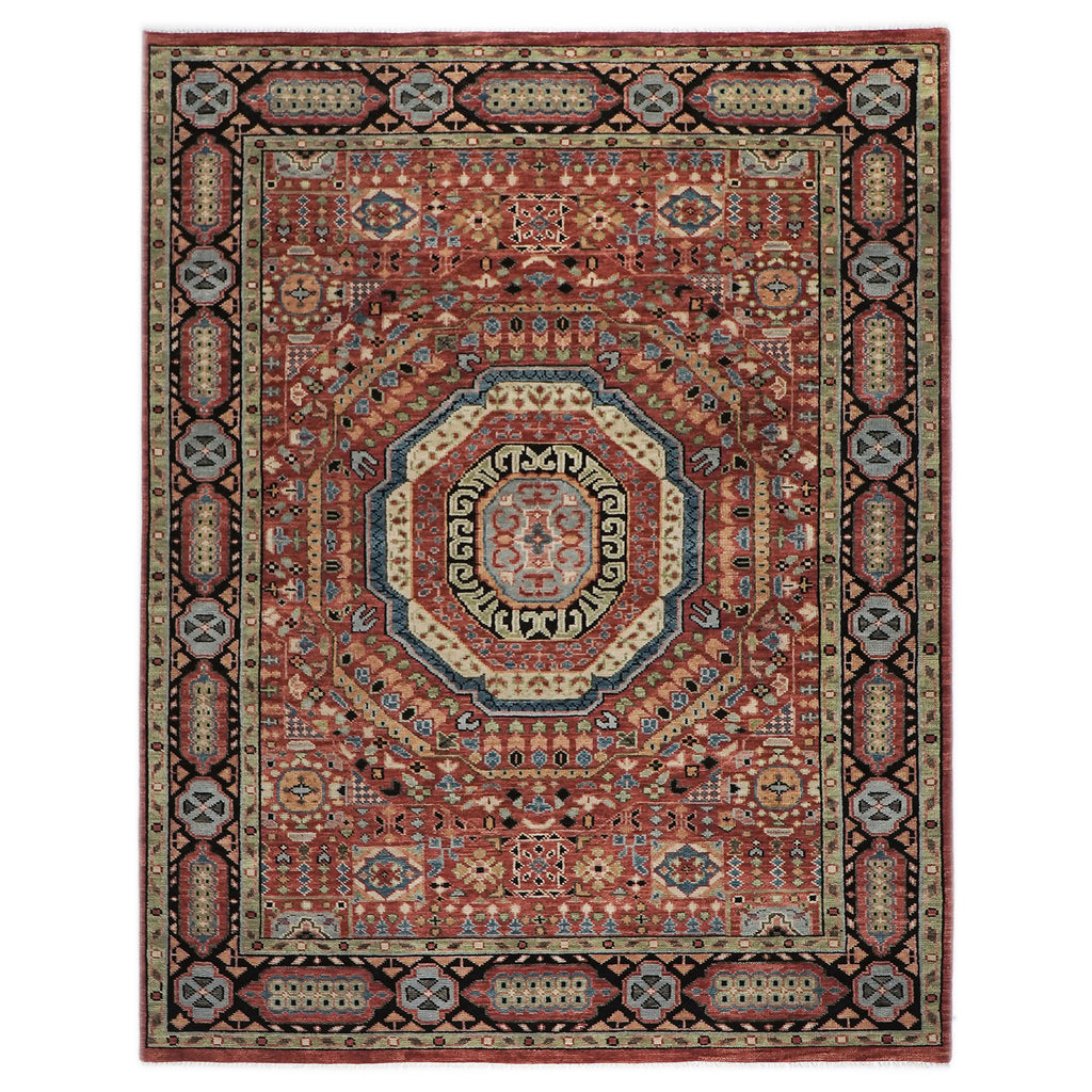 9x12 Rust, Sage, Blue Color Hand Knotted Oushak Wool Traditional Oriental Rug