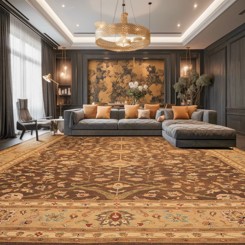 12x18 Brown, Tan, Gold Color Hand Knotted Soumak Wool Traditional Oriental Rug