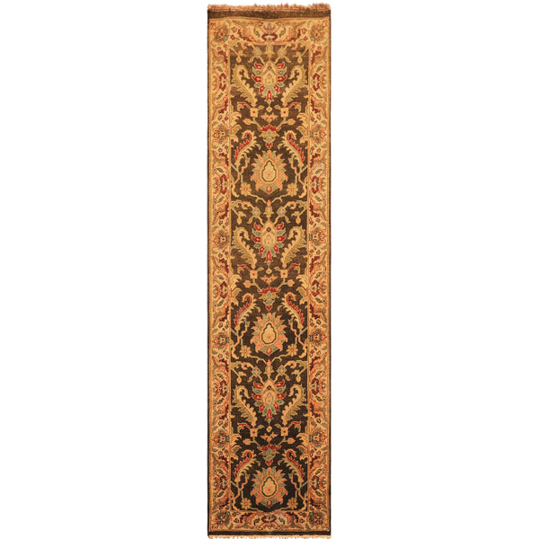 Multi Size Brown Gold Aqua Color Hand Knotted Agra Wool Traditional Oriental Rug