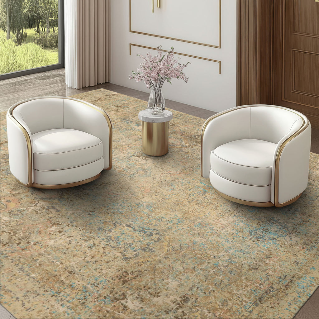 8x10 Beige, Turquoise, Gray Color Hand Knotted Sherpa Wool & Silk Modern & Contemporary Oriental Rug