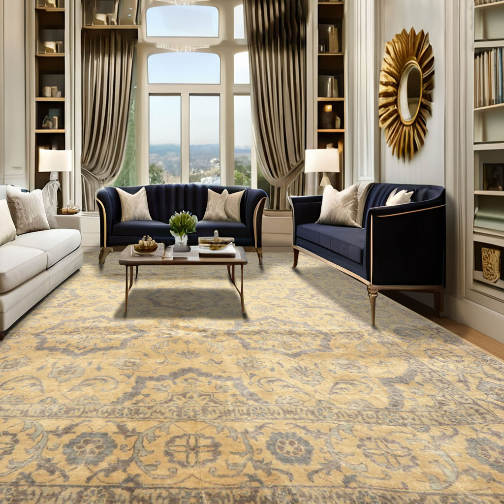 8x10 Moss, Gray, Slate Color Hand Knotted Oushak Wool Transitional Oriental Rug