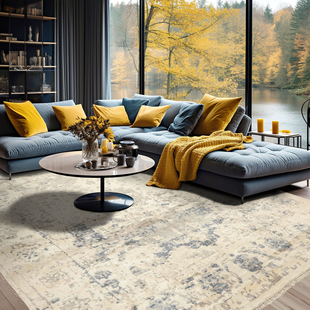 9x12 Taupe, Ivory, Gray Color Hand Knotted Oushak Bamboo Silk Transitional Oriental Rug