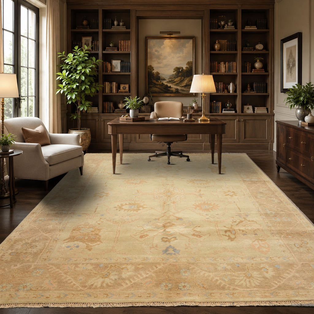 8x10 Beige, Taupe, Blush Color Hand Knotted Washed out New Zealand Wool Transitional Oriental Rug