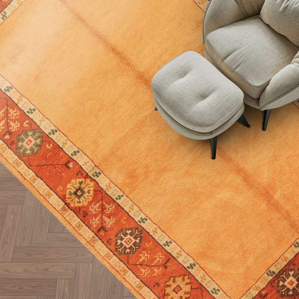 5x8 Peach, Burnt Orange, Mint Color Hand Knotted Gabbeh Wool Traditional Oriental Rug