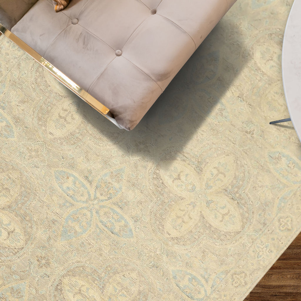 6x9 Beige, Gray, Taupe Color Hand Knotted Oushak Wool Transitional Oriental Rug