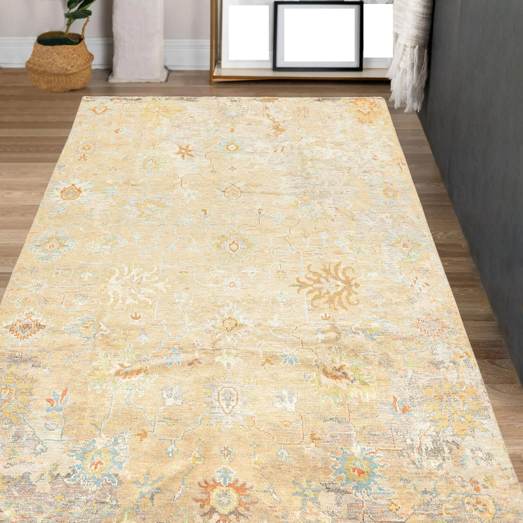 6x9 Beige, Aqua, Taupe Color Hand Knotted Sherpa Viscose Modern & Contemporary Oriental Rug