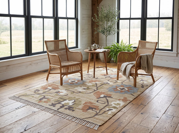 Multi Size Tan Brown Sage Color Hand Woven Kilim Jute Traditional Oriental Rug