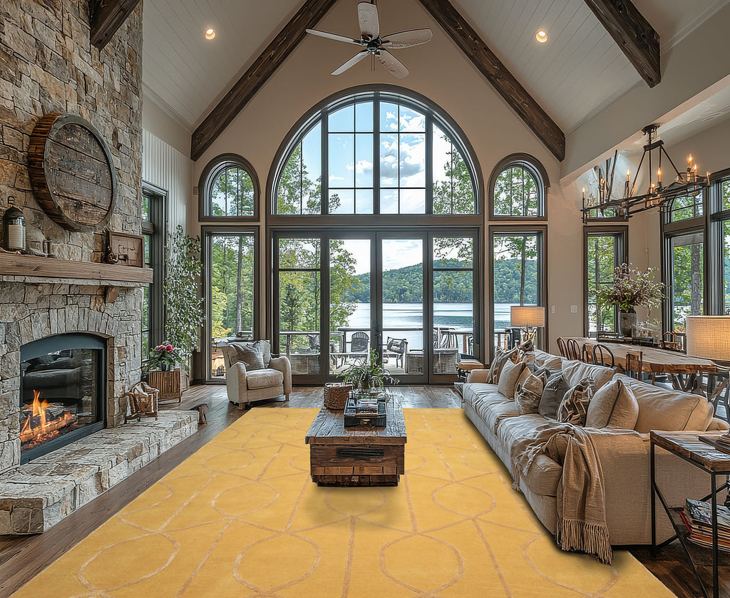 9x13 Gold, Tan, Color Hand Tufted  Wool & Viscose Modern Oriental Rug