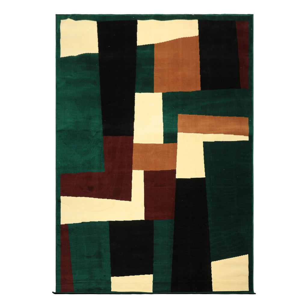 8x10 Green, Black, Maroon Color Machine Made  Polyproplene Modern Oriental Rug