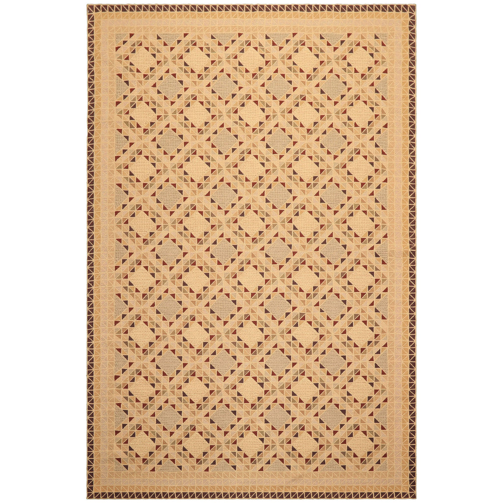 6x9 Beige, Tan, Taupe Color Hand Woven Portugese Needlepoint Wool Modern Oriental Rug