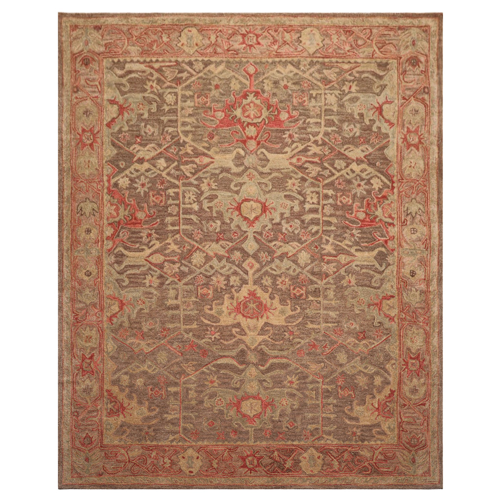 Multi Size Brown Taupe Coral Color Hand Tufted  Wool Traditional Oriental Rug