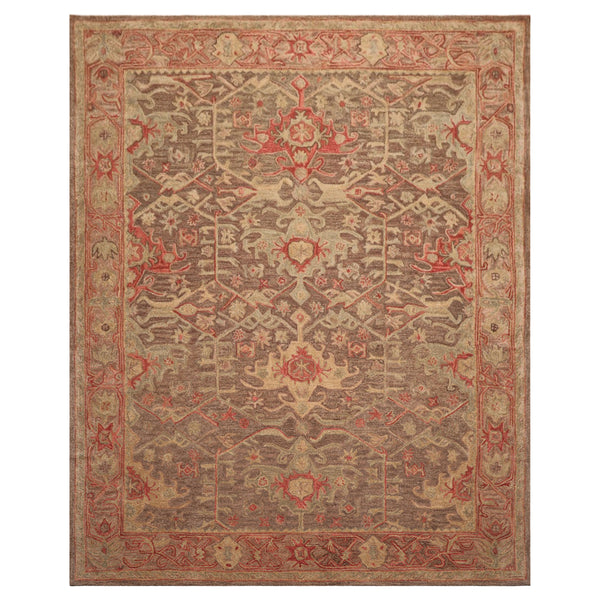 Multi Size Brown Taupe Coral Color Hand Tufted  Wool Traditional Oriental Rug