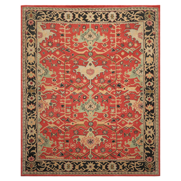 Multi Size Coral Charcoal Peach Color Hand Tufted  Wool Traditional Oriental Rug