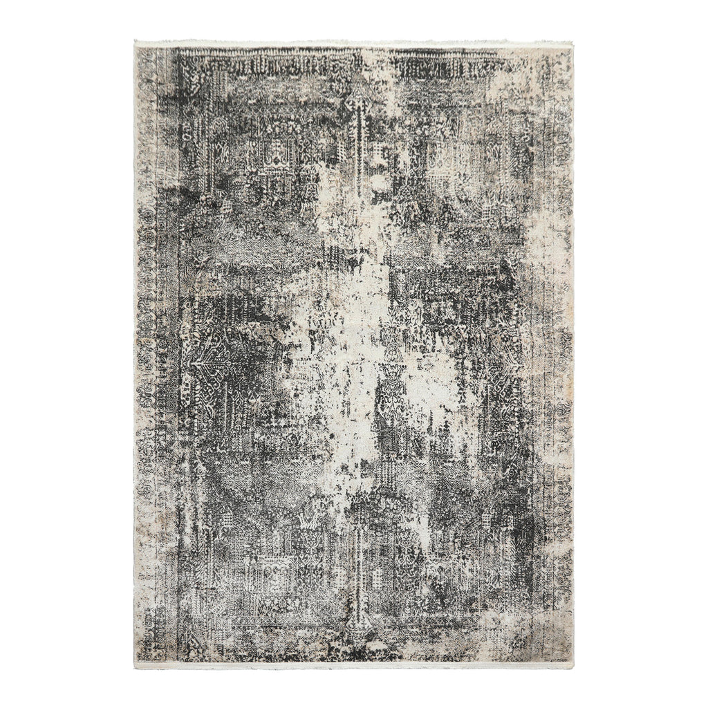 5x7 Cream, Charcoal, Color Machine Made  100% Bamboo Silk Modern & Contemporary Oriental Rug