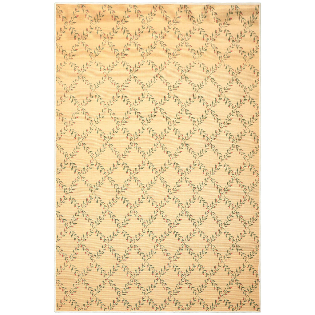 6x9 Tan, Green, Rust Color Machine Made  Sisal Transitional Oriental Rug