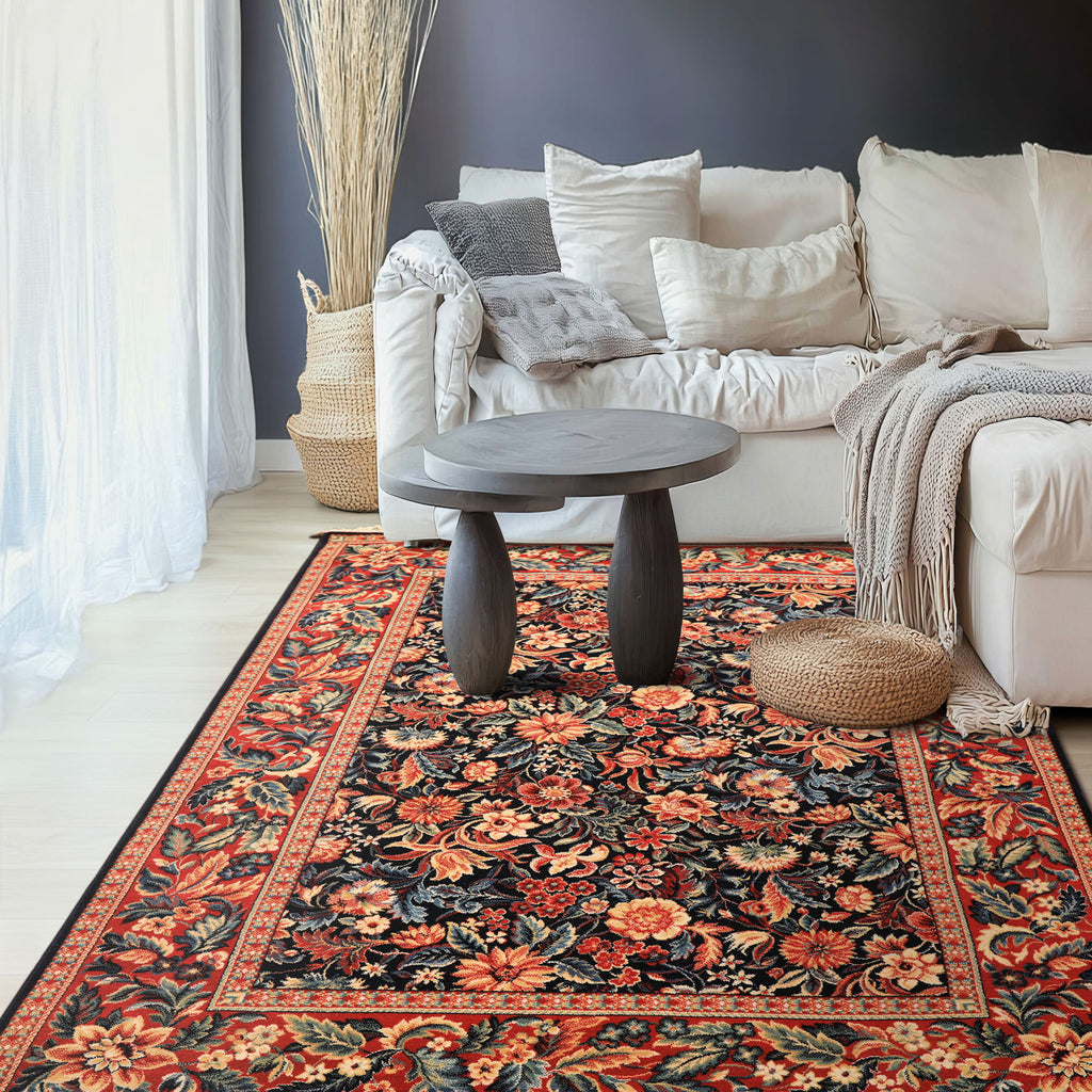 4x6 Midnight Blue, Burnt Orange, Ivory Color Machine Made Persian New Zealand Wool Traditional Oriental Rug
