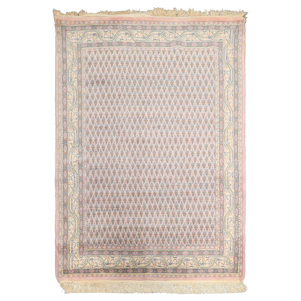 4x6 Lilac, Ivory, Slate Color Hand Knotted Persian Wool Traditional Oriental Rug