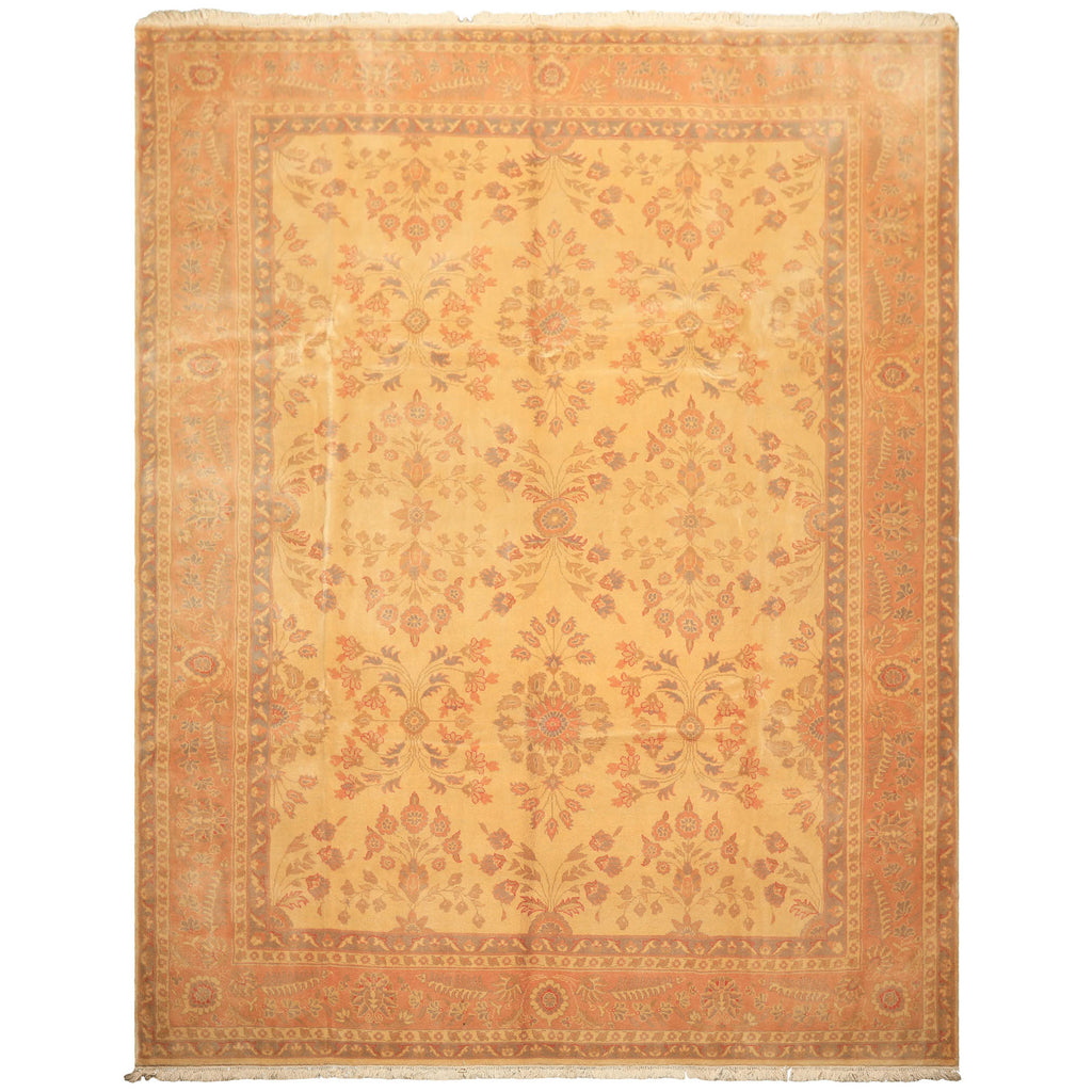 9x12 Beige, Blush, Gray Color Hand Knotted Oushak Wool Traditional Oriental Rug