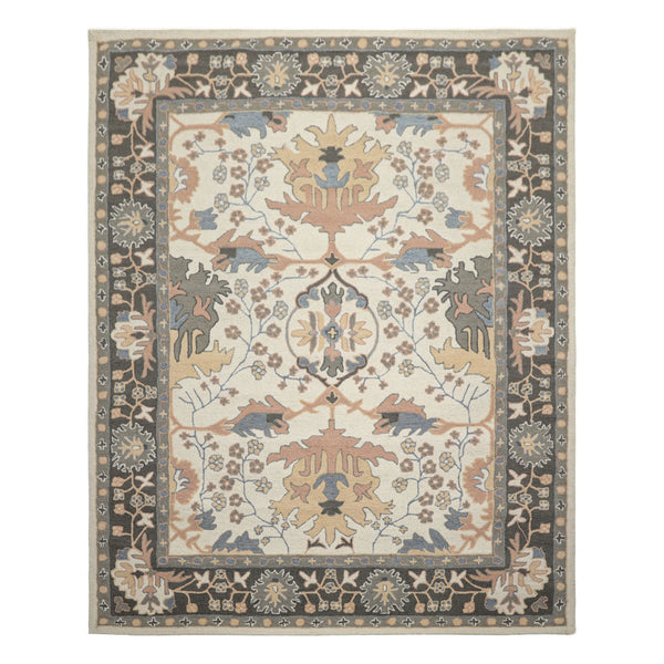 Multi Size Ivory Blush Beige Color Hand Hooked  Wool Traditional Oriental Rug