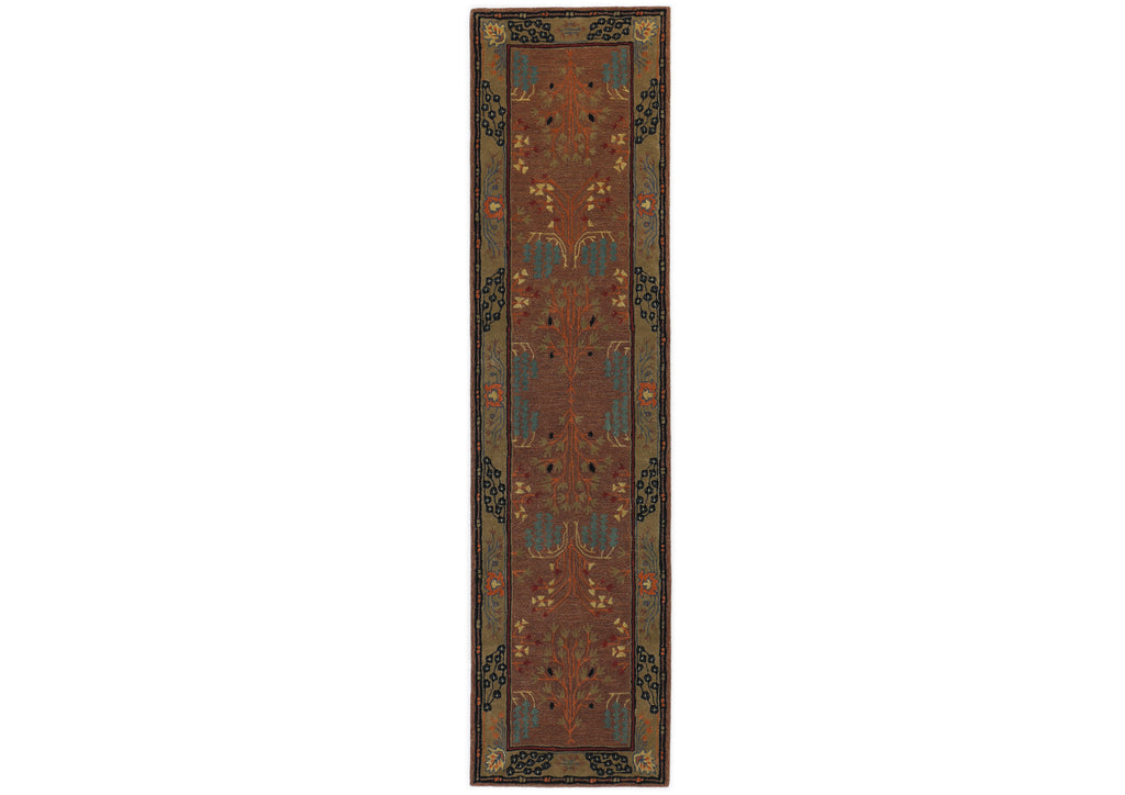 Multi Size Rust Olive Terracotta Color Hand Tufted Donegal Wool Traditional Oriental Rug
