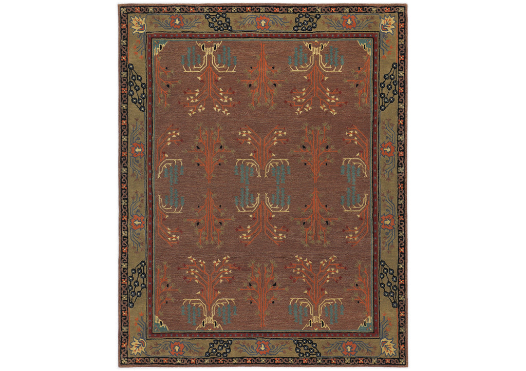Multi Size Rust Olive Terracotta Color Hand Tufted Donegal Wool Traditional Oriental Rug