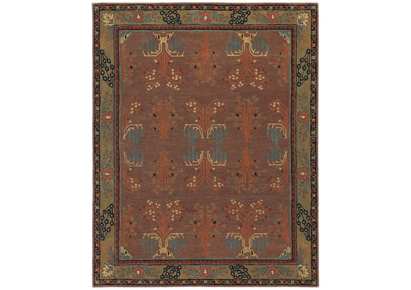 Multi Size Rust Olive Terracotta Color Hand Tufted Donegal Wool Traditional Oriental Rug