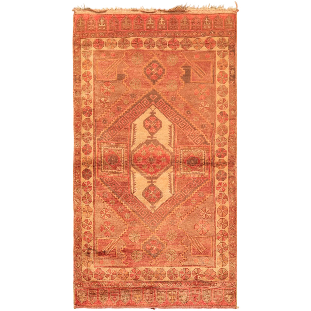 5x8 Rust, Beige, Rose Color Hand Knotted Turkish Oushak Wool Traditional Oriental Rug