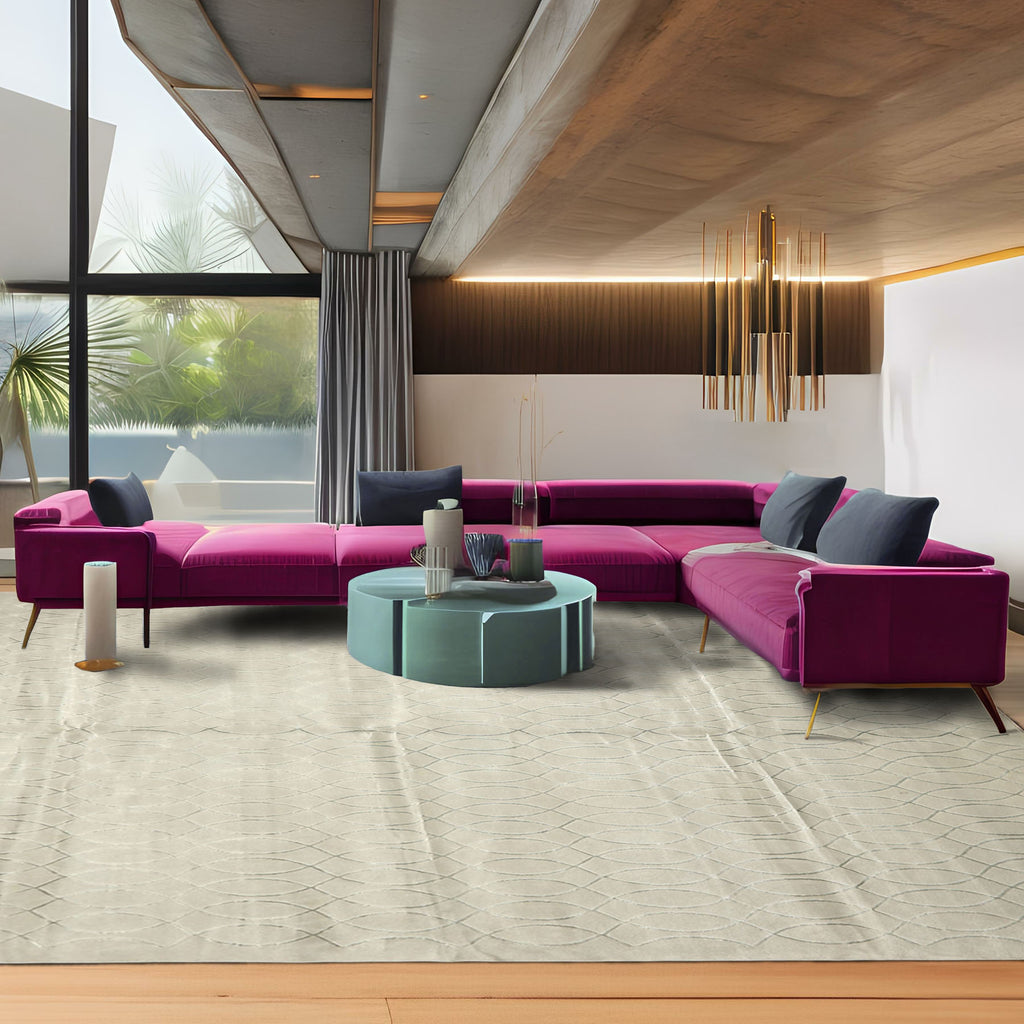 8'7''x11'9'' Tone on Tone Faded Seafoam Premium Tibetan Modern Contemporary Tibetano Designer Wool Pure Silk Hand Knotted Oriental Area Rug