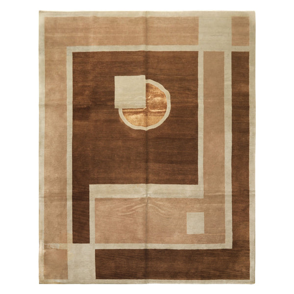8x10 Brown, Taupe, Seafoam Color Hand Knotted Tibetan Wool & Pure Silk  Oriental Rug