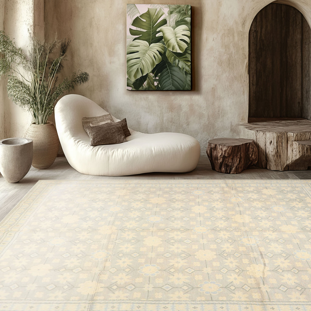8x10 Gray Ivory Premium Tibetan Transitional Tibetano Designer Wool Hand Knotted Oriental Area Rug