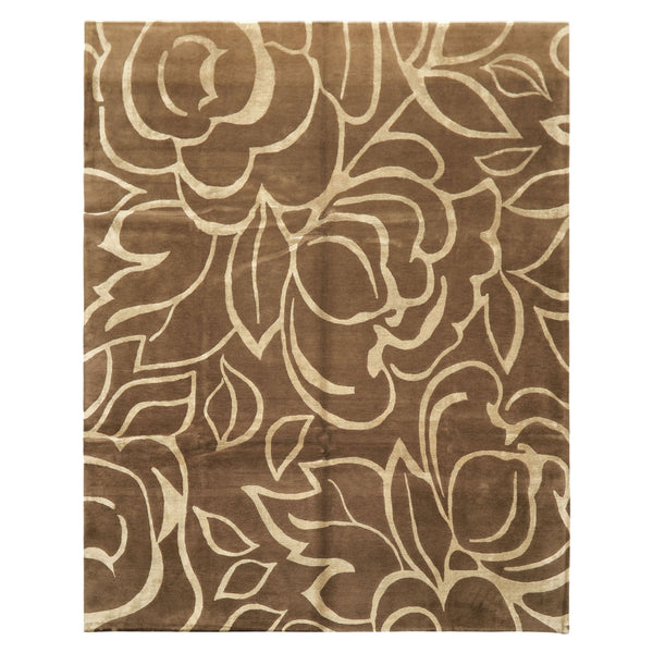 8x10 Moss, , Color Hand Knotted Tibetan Wool & Pure Silk Modern & Contemporay Oriental Rug