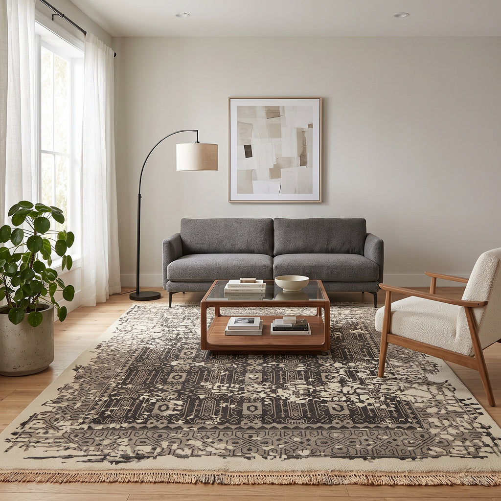 8x10 Beige, Charcoal, Taupe Color Hand Knotted Soumak Wool Traditional Oriental Rug