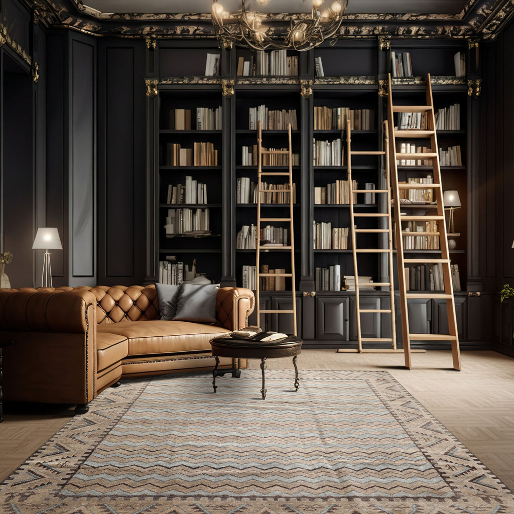 8x10 Taupe, Brown, Slate Color Hand Knotted Oushak Wool Modern & Contemporary Oriental Rug