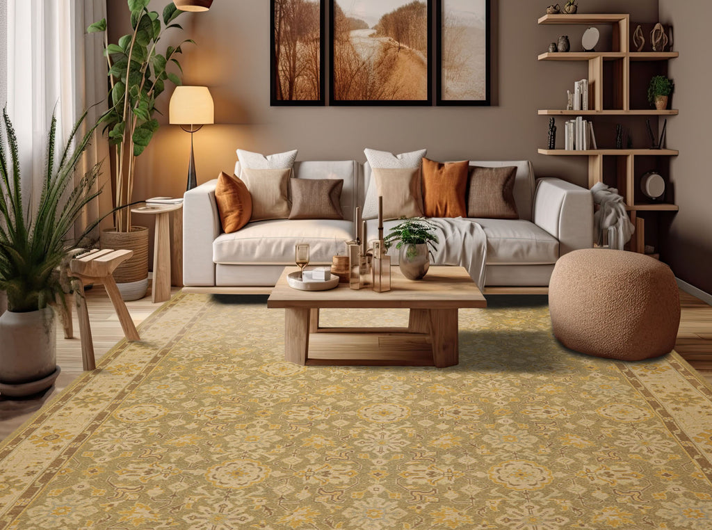 8x10 Lime, Beige, Mocha Color Hand Knotted Soumak Wool Traditional Oriental Rug