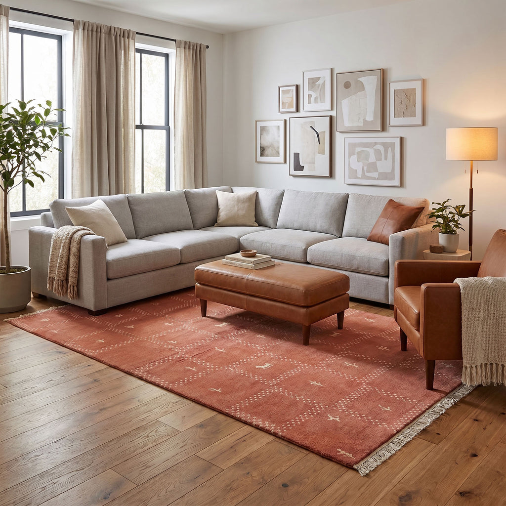5x8 Blush, Ivory, Color Hand Knotted Gabbeh Wool Modern & Contemporary Oriental Rug